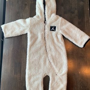 Baby Jordan White Jumpman Romper Coverall.